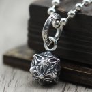S925 Sterling Silver Retro Punk style Cross Diamond rhombus Pendant Pyramid Plus Ball Pendant