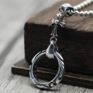 Chrome Hearts Silver jewelry-S925 Sterling Silver Retro Punk style Cross ring sweater chain pendant