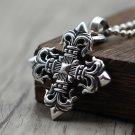Chrome Hearts Silver jewelry-S925 Sterling Silver Retro Punk style Flame Crusader Flower Pendant