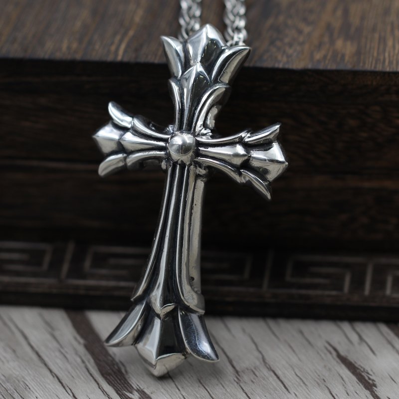 Chrome Hearts Pendant S925 Sterling Silver Handmade Double Cross Pendant