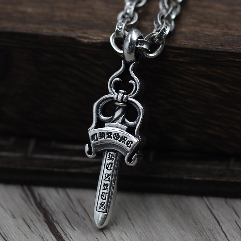 Chrome Hearts Pendant S925 Sterling Silver Handmade Hip Hop Punk Style Dagger Pendant