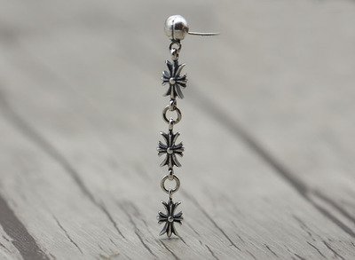 Chrome Hearts three TINY E Cross Earring S925 Sterling Silver Earring jewellery