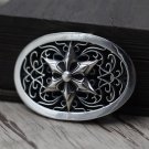 Punk style Six awn star belt buckle S925 Sterling Silver  Chrome Hearts jewelry
