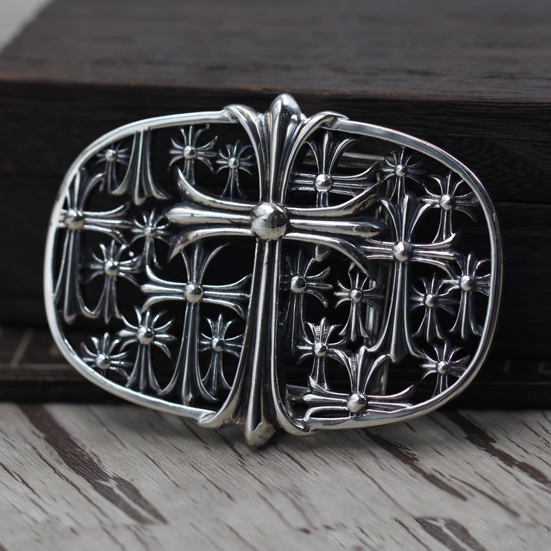 Punk style Multiple crosses belt buckle S925 Sterling Silver  Chrome Hearts jewelry