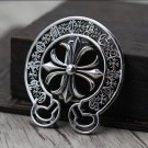 S925 Sterling Silver  Chrome Hearts jewelry Punk style Cross horse horseshoe logo belt buckle