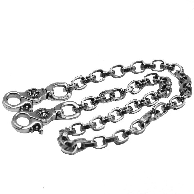S925 Sterling Silver Hand - made Chrome Hearts Retro Tote hook  Chain,Punk Style Pants waist chain.