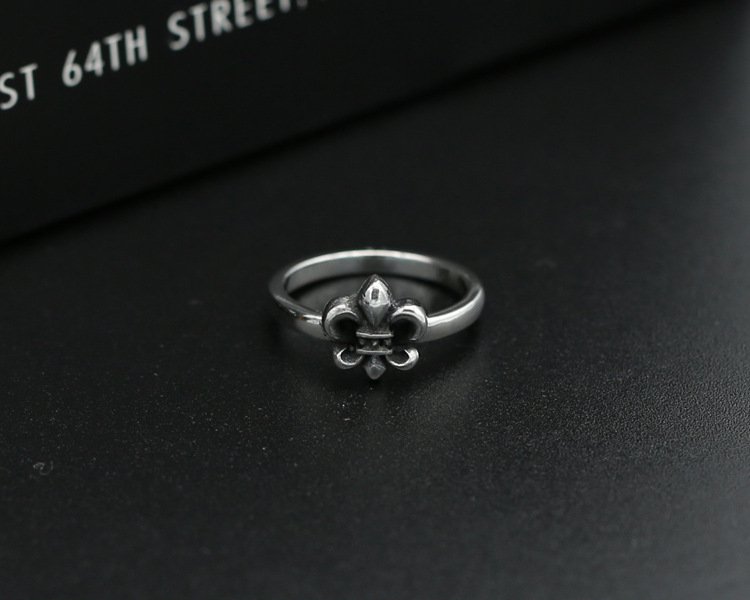 Chrome Hearts ring S925 Sterling Silver Anchor Lily ring, lovers Cross rock ring