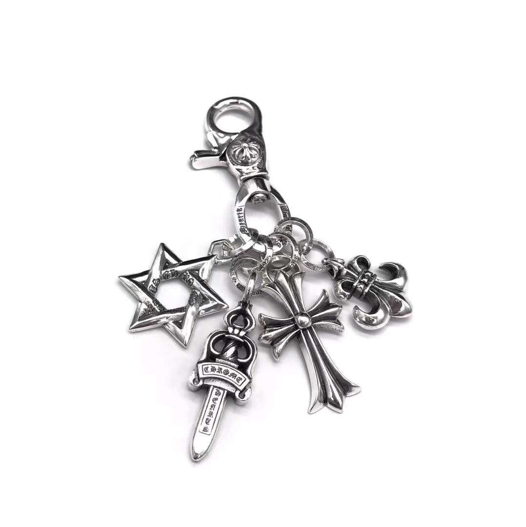 Chrome Hearts Key buckle Retro cross dagger bag Hanging jewelry S925 Sterling Silver jewelry