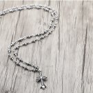 Chrome Hearts Cross Pendant Necklace S925 Sterling Silver Mosaic zircon Cross rock Necklace