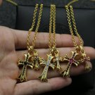 Chrome Hearts Double Cross Pendant Gold plated 24K Necklace S925 Sterling Silver Cross rock Necklace