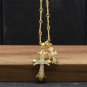 Chrome Hearts Double Cross Pendant Necklace S925 Sterling Silver Gold plated 24K Cross rock Necklace