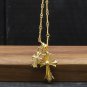 Chrome Hearts Double Cross Pendant Necklace S925 Sterling Silver Gold plated 24K Cross rock Necklace
