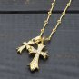 Chrome Hearts Double Cross Pendant Necklace S925 Sterling Silver Gold plated 24K Cross rock Necklace