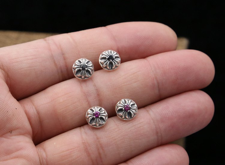 Chrome Hearts Retro Cross Earring S925 Sterling Silver Earring - Handmade Zircon jewellery