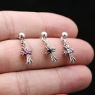 S925 Sterling Silver Zircon Earring -Chrome Hearts Retro Earrings  Handmade Cross jewellery