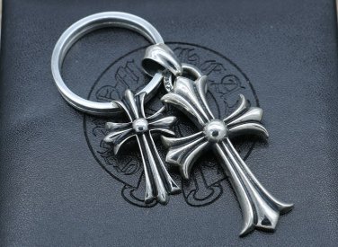 Chrome Hearts Key Buckle Retro Double Cross Bag Hanging Jewelry S925 Sterling Silver Key Buckle