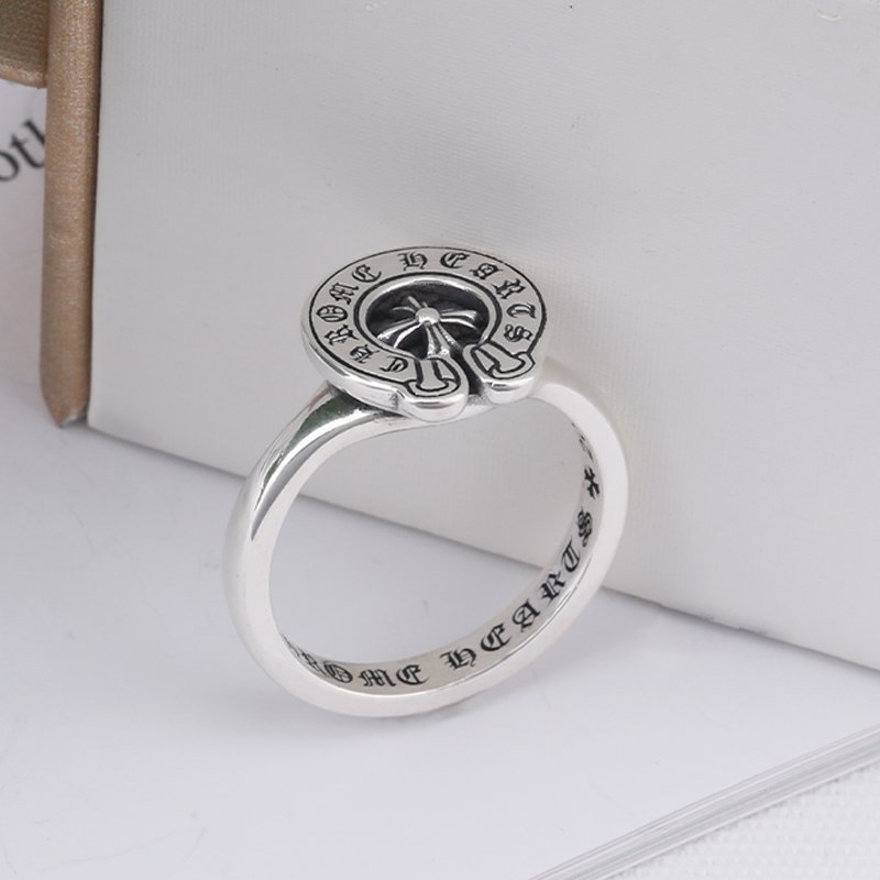 Chrome Hearts Letter Horseshoe Ring Hip Hop 925 Sterling Silver Ring