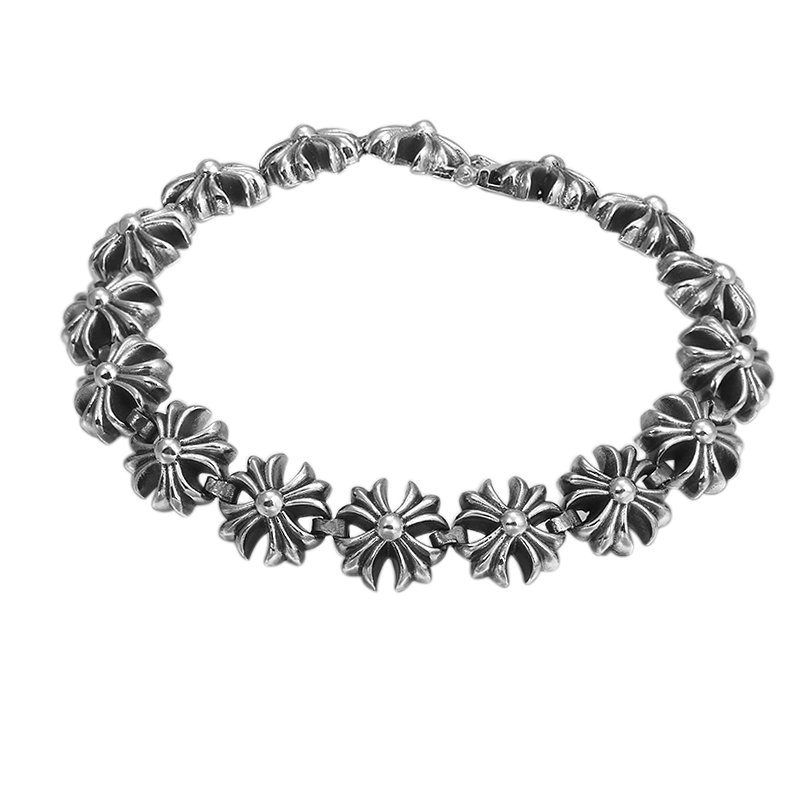 Chrome Hearts Retro creative splicing Cross Bracelet S925 Sterling Silver Punk  Handmade Bracelet