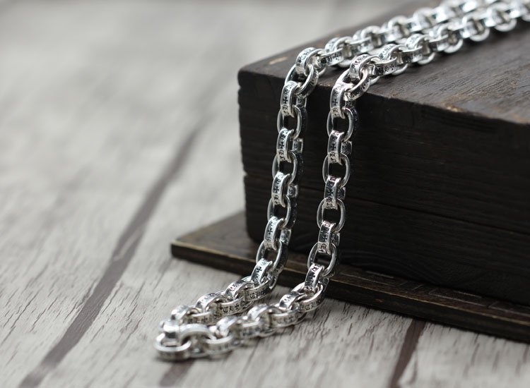 Chrome Hearts Lobster clasp Chain S925 Sterling Silver Rome alphabet Fashion Necklace 8 mm diameter