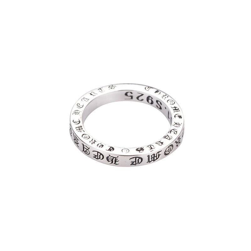 Chrome Hearts forever ring, S925 Sterling Silver lovers Cross rock 3mm ring Men's and women's ring