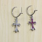S925 Sterling Silver Zircon Cross Earring -Chrome Hearts Retro Earring Handmade Dagger jewellery