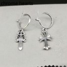 S925 Sterling Silver Cross Earring -Chrome Hearts Retro Earring Handmade Dagger jewellery