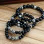 Chrome Hearts Cross Black Agate Silver Bead Bracelet S925 Sterling Silver Rock retro Bracelet