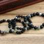 Chrome Hearts Cross Black Agate Silver Bead Bracelet S925 Sterling Silver Rock retro Bracelet