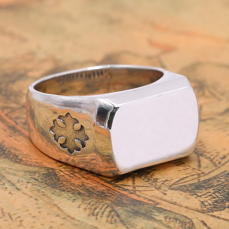 Chrome Hearts Ring S925 Sterling Silver Retro Smooth square personality domineering ring