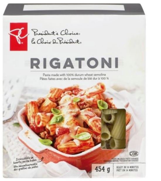 President's Choice Rigatoni Pasta 3 boxes 454g/ From Canada