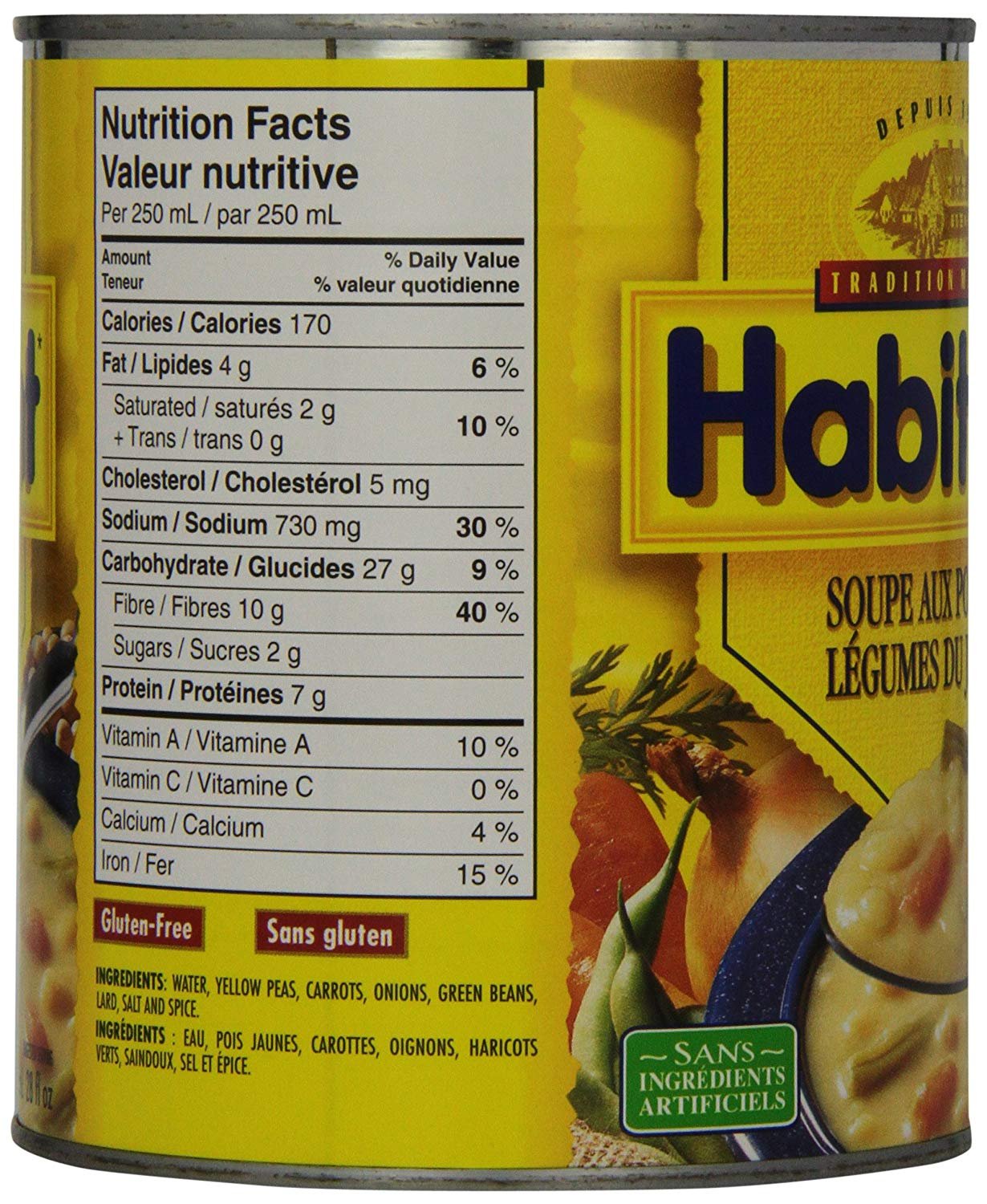 Habitant Pea With Garden Vegetable Soup, 796ml 6 Cans From Canada