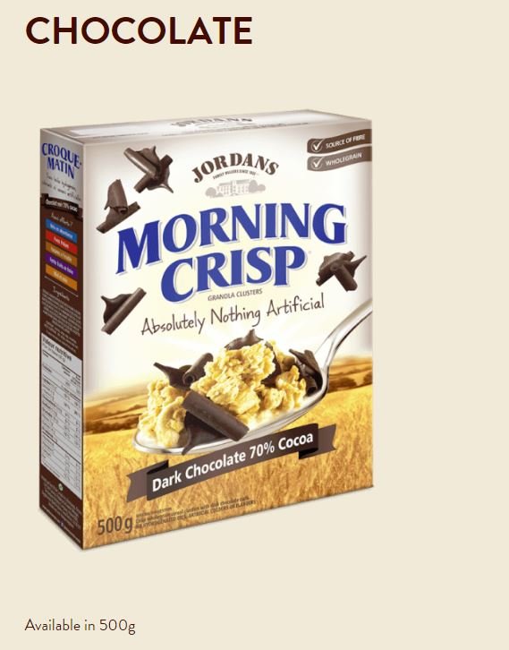 Jordans Morning Crisp Cereal Dark Granola Clusters 500g x 4 boxes From
