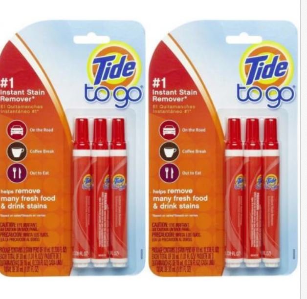 Tide to Go Instant Stain Remover Pen Pack of 6 Sticks Travel Business