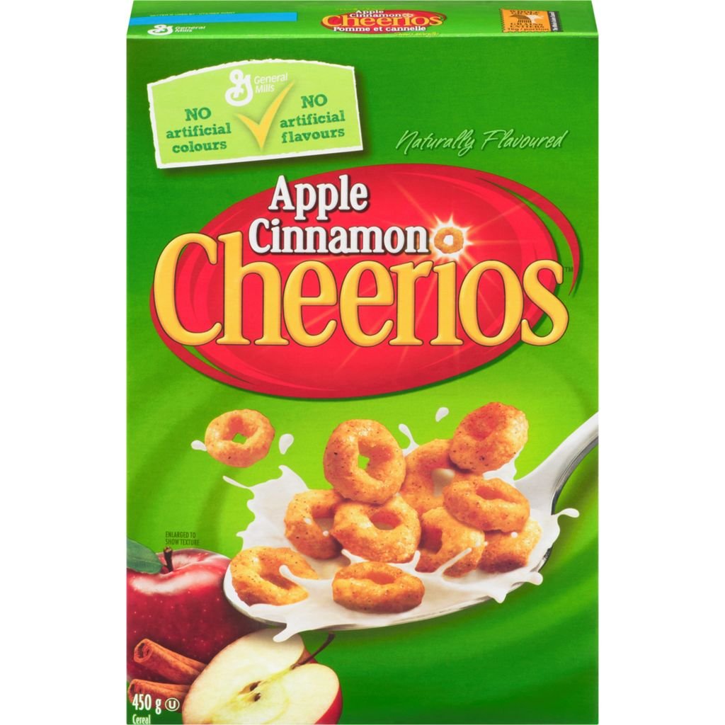 Cheerios, Apple Cinnamon Cereal 450 G, 4 X 350 Gr Boxes From Canada