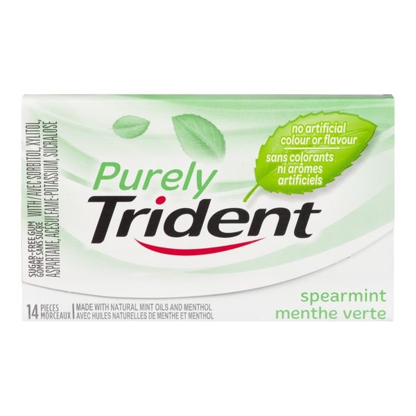 TRIDENT Spearmint Sugar-free Gum, Purely 14 UN X12 From Canada