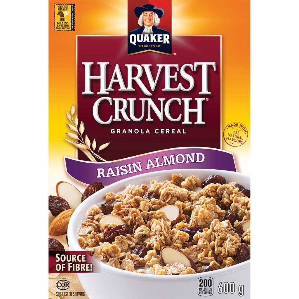 Quaker Harvest Crunch Cereal Raisin Almond 600 G From Canada 4366