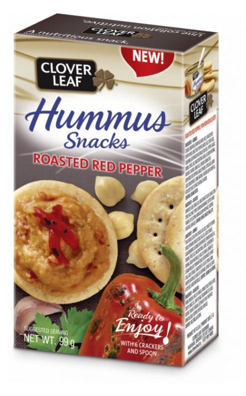 Gueuleton clover leaf   Hummus Snacks - Roasted Red Pepper  99g x 10 Tins  From Canada