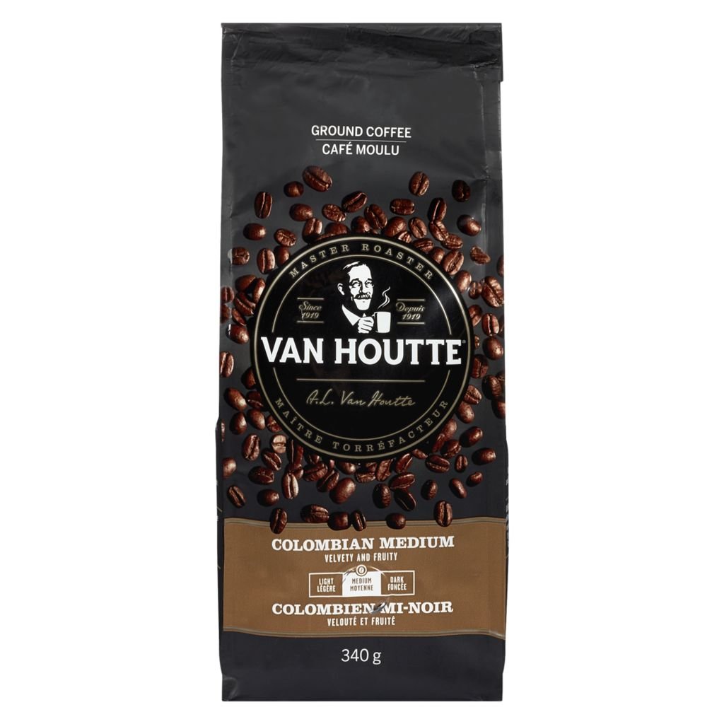 VAN HOUTTE Colombian, Medium Roast Coffee 340 g From Montreal Canada