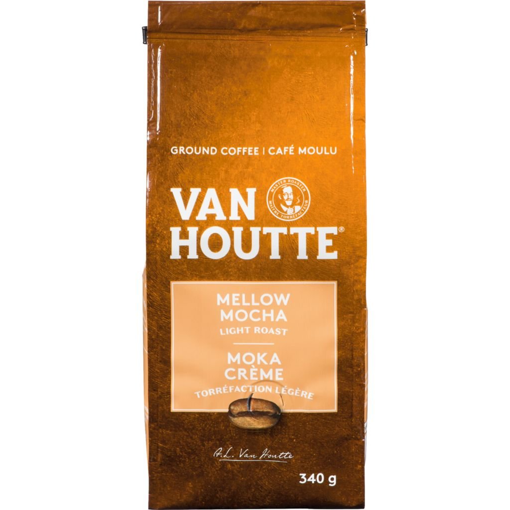 VAN HOUTTE Mellow Mocha Light Ground Coffee 340 g From Montreal Canada