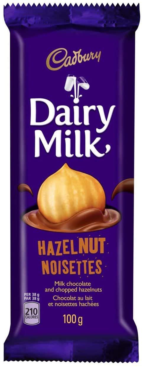 CADBURY DAIRY MILK HAZELNUT CHOCOLATE BAR 2X 100 GR From Canada