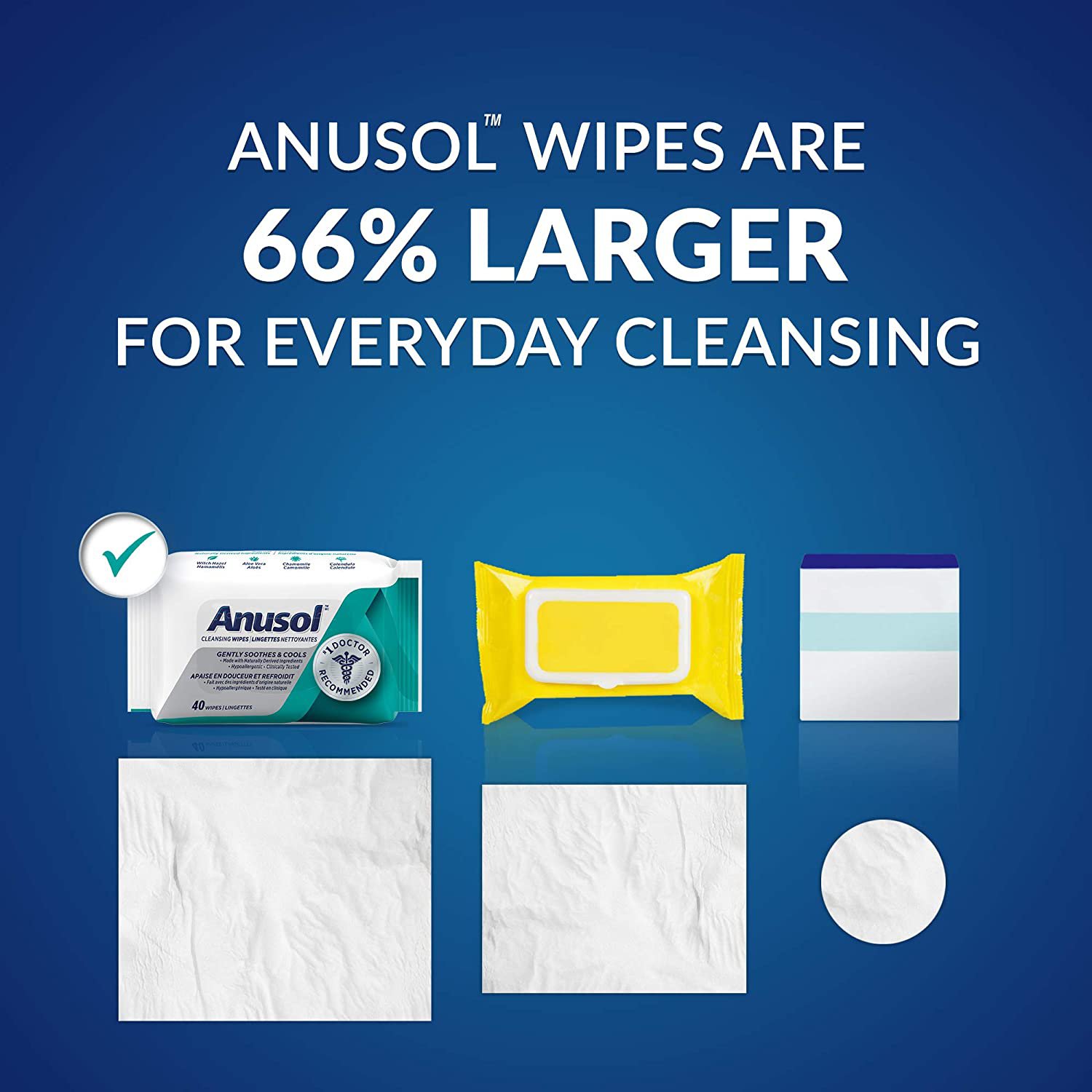 ANUSOL flushable cleansing wipes pack of 40 soothes & cools Free & Fast Shipping