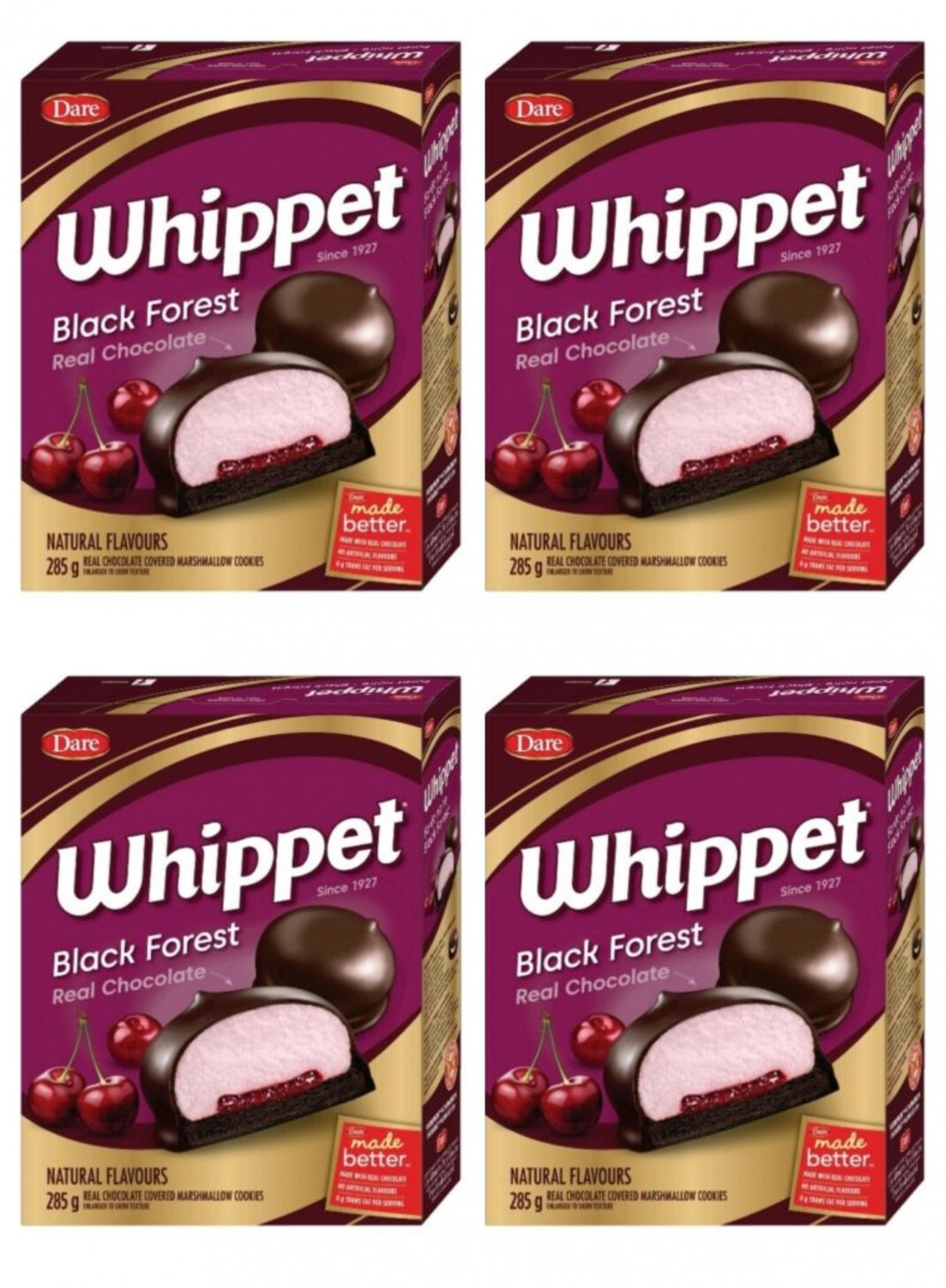 4 Boxes Dare Whippet Black Forest Marshmallow Cookies 285g each from Canada