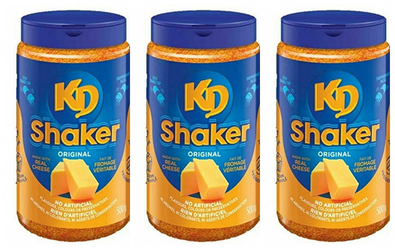 3X Original KD Shaker 500g/17.6oz Real KRAFT Cheese Powder 500g EACH from Canada