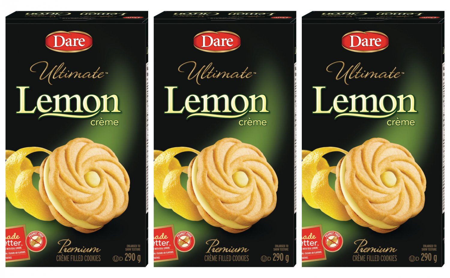 Dare Ultimate Lemon Creme Cookies 290g /10.2oz each Boxes 3count -From Canada