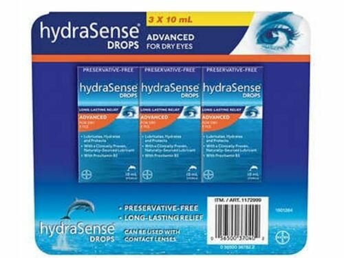HydraSense Eye Drops - Advanced for Dry Eyes 10ml Provitamin B5 3x10ml- FROM CANADA