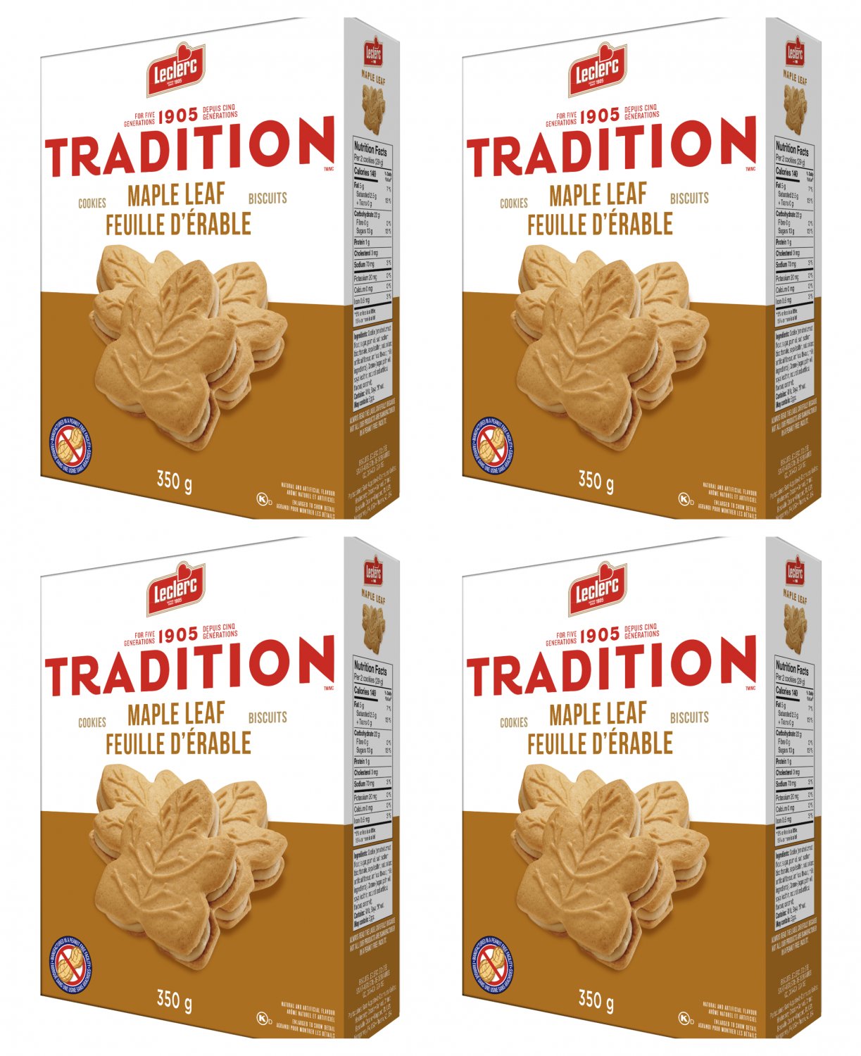 Tradition Leclerc Maple Leaf Cookies 350g Each -Free Shipping from Canada