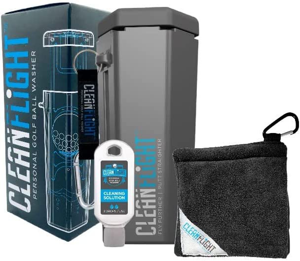 Clean Flight Premium Golf Ball Washer - Portable Cleaner for Golf Bag or Cart - From Canada