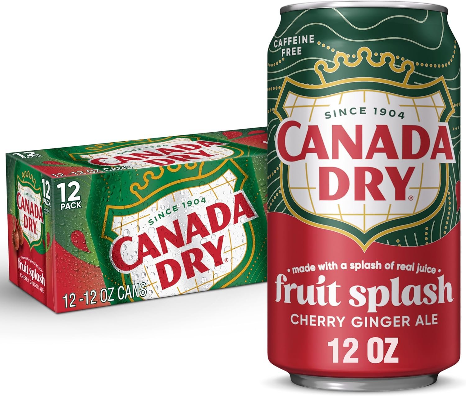 Canada Dry Cherry Ginger ale Fruit Splash 12oz, Pack of 12  - From Canada
