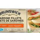 Brunswick Sardine Fillets in Hot Sauce- Ideal for tacos- 10 tins From Canada