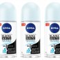 3 x Nivea Black & White Invisible Blossom Anti-Perspirant Roll-On 1.69oz 50ml From Canada